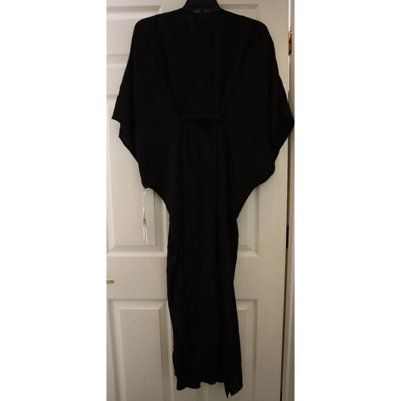 Good American GSW0394 Women's Sz 0-4 Black Goddess Tie Waist Robe Cover-Up - Picture 2 of 10